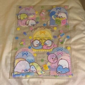 Mamegoma Pastel Clear Folder – Cute Blue & Pink Seal Design
